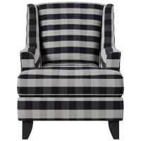 Daine Wingback Accent Chair in Brock Navy by Fusion Furniture