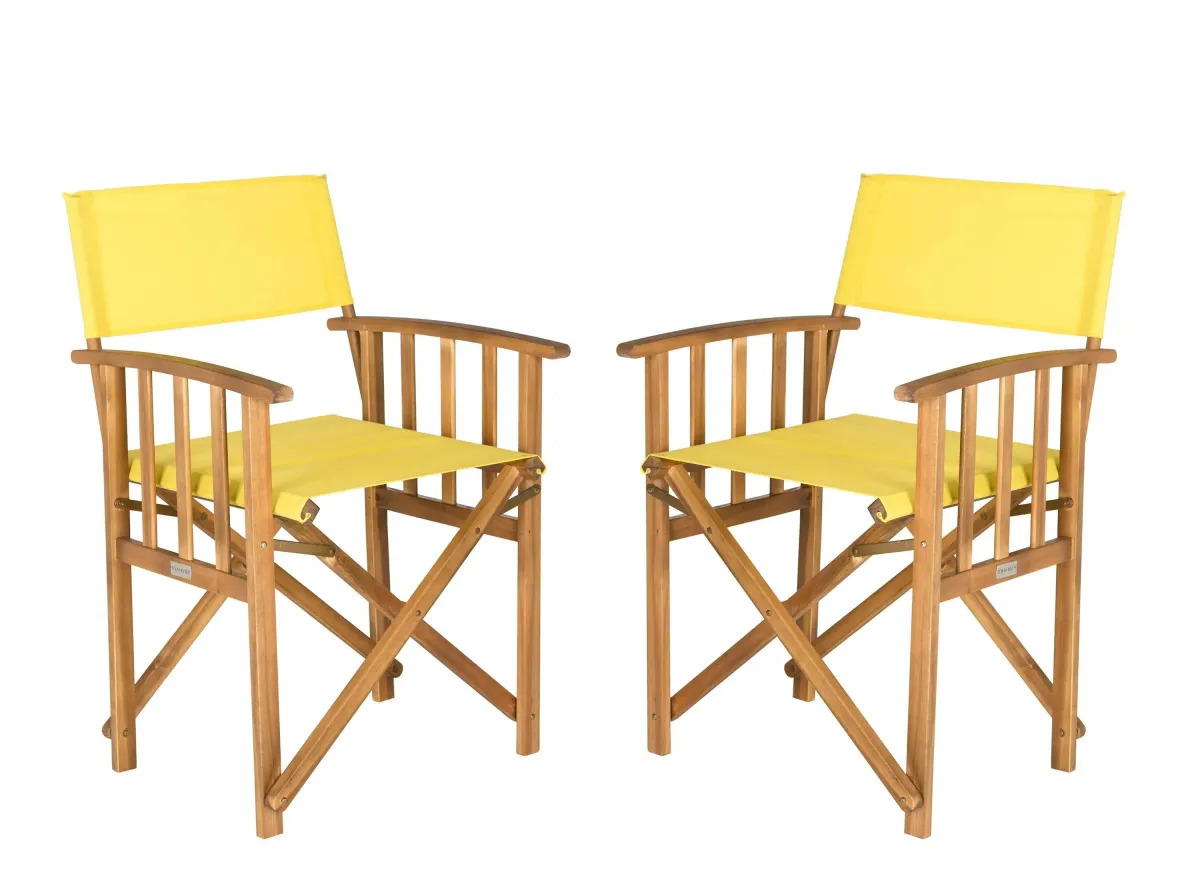 Laguna Outdoor Director Chair: Set of 2 in Yellow by Safavieh