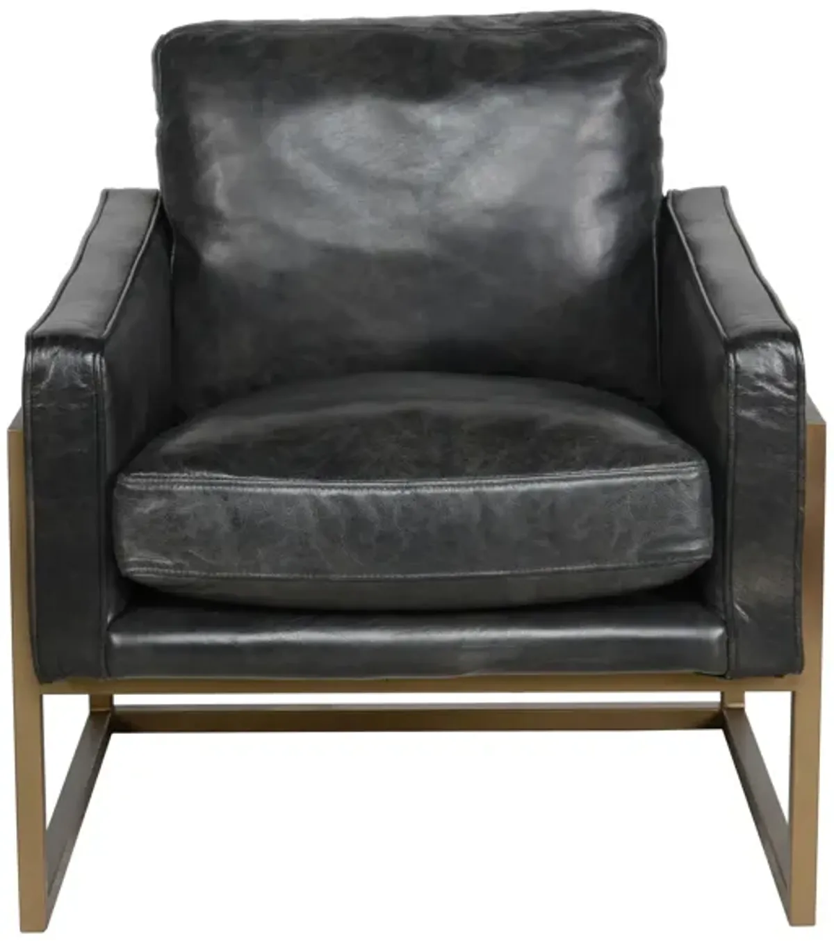 Ken Club Chair in Black, Brass Finish by Classic Home