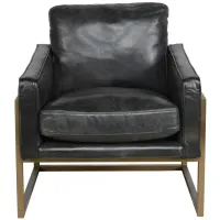 Ken Club Chair in Black, Brass Finish by Classic Home