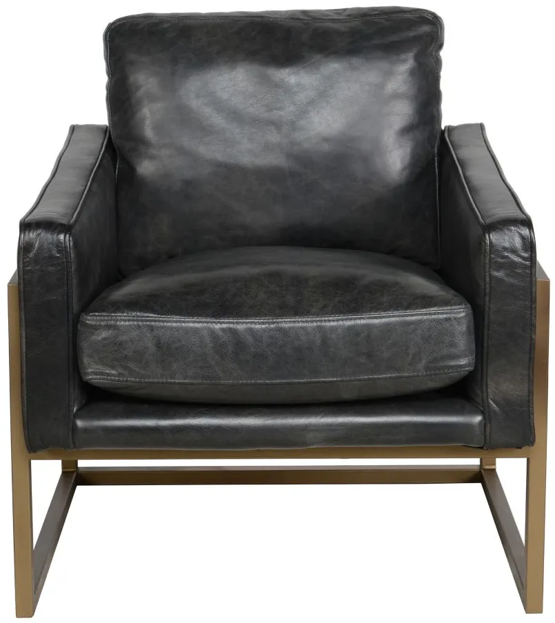 Ken Club Chair in Black, Brass Finish by Classic Home