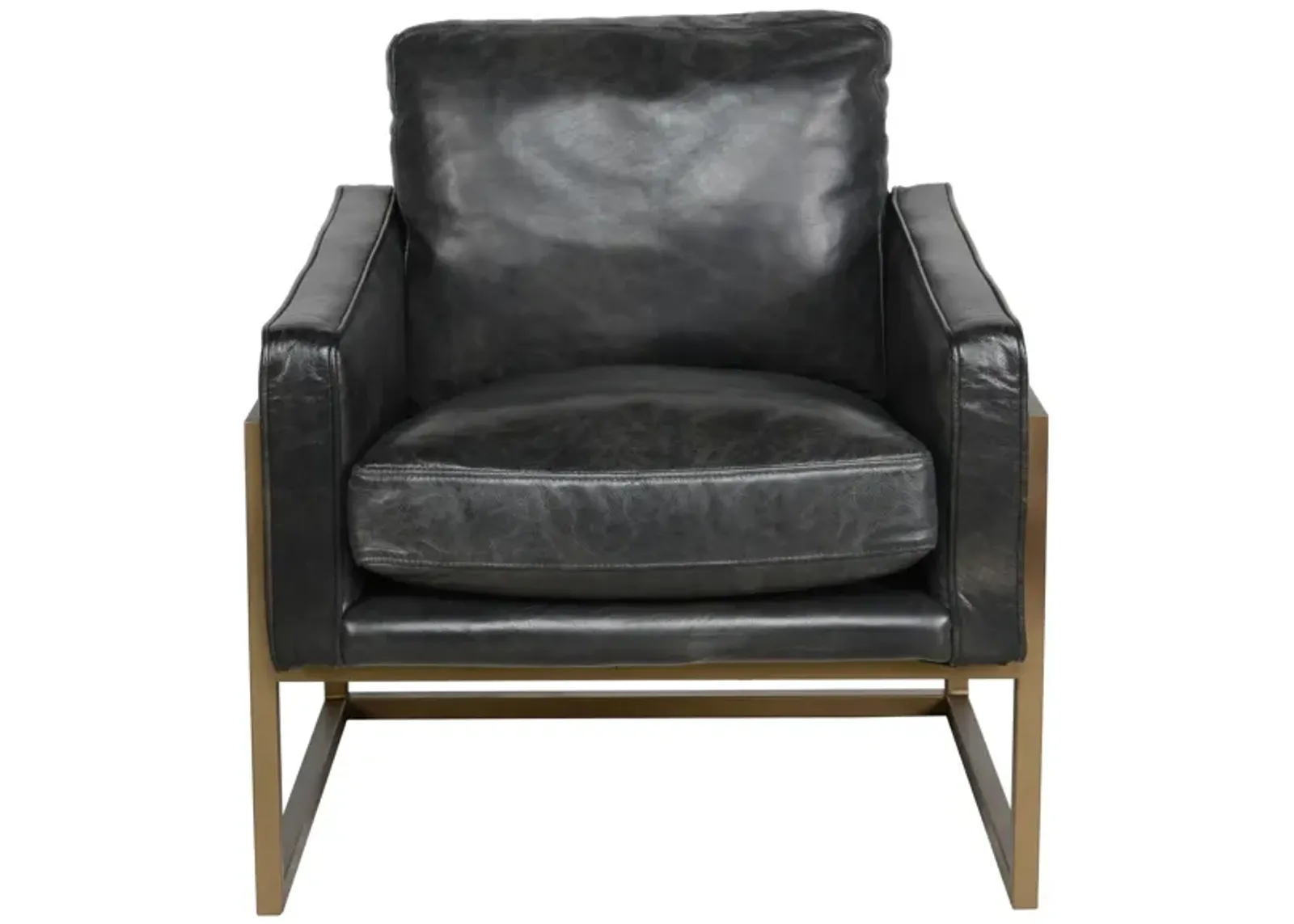 Ken Club Chair in Black, Brass Finish by Classic Home