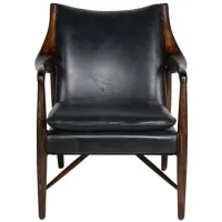 Kiannah Club Chair in Black Upholstery, Dark Brown Frame by Classic Home