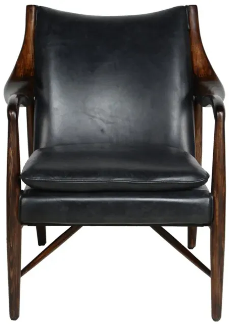 Kiannah Club Chair in Black Upholstery, Dark Brown Frame by Classic Home