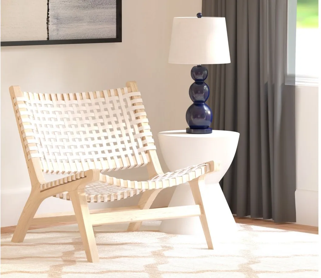 Luna Accent Chair in White / Natural by Safavieh