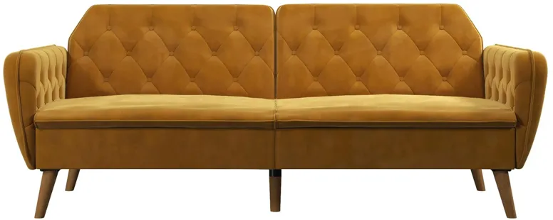 Tallulah Futon in Mustard Yellow Velvet by DOREL HOME FURNISHINGS