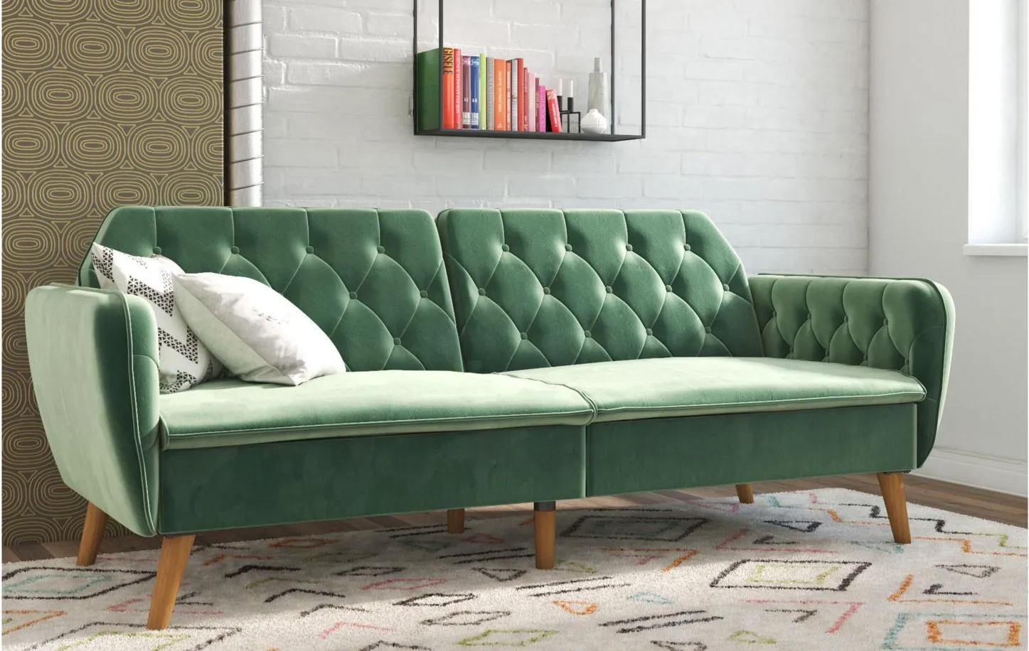 Tallulah Futon in Light Green Velvet by DOREL HOME FURNISHINGS