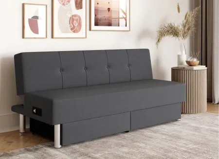 Waterford Convertible Futon in Charcoal by Lifestyle Solutions