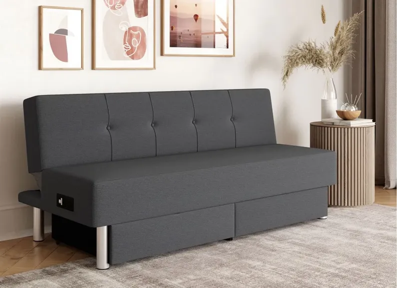 Waterford Convertible Futon in Charcoal by Lifestyle Solutions