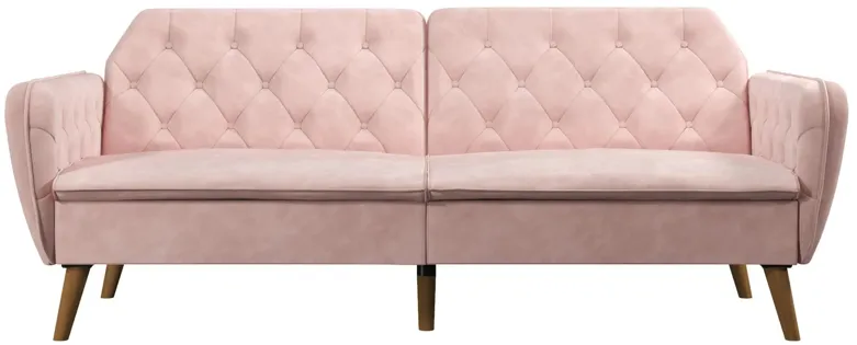 Tallulah Futon in Pink Velvet by DOREL HOME FURNISHINGS