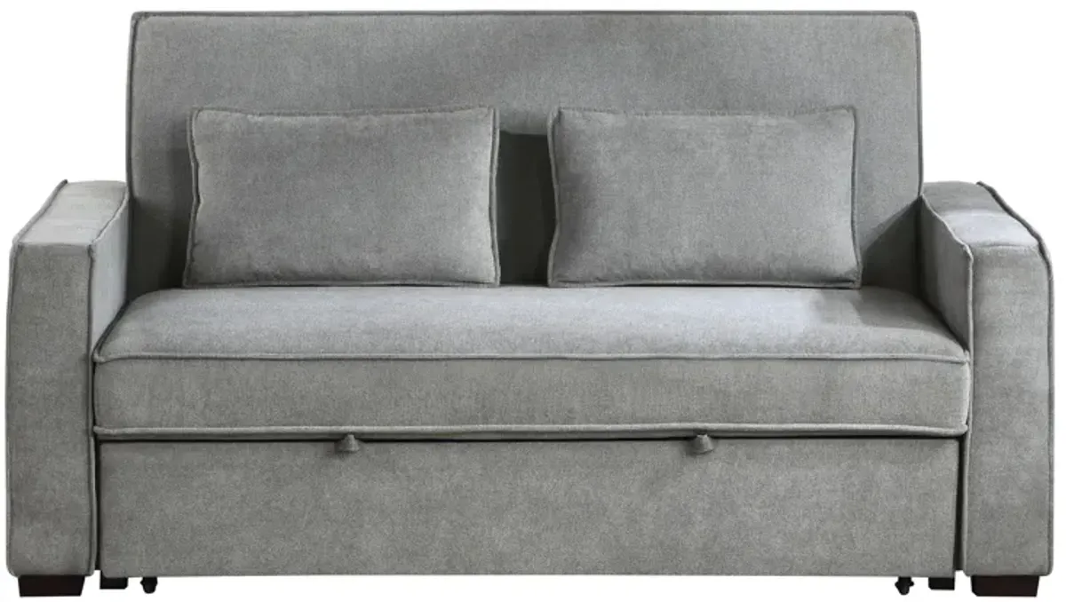 Duke Convertible Studio Sofa With Pull-Out Bed in Gray by Homelegance