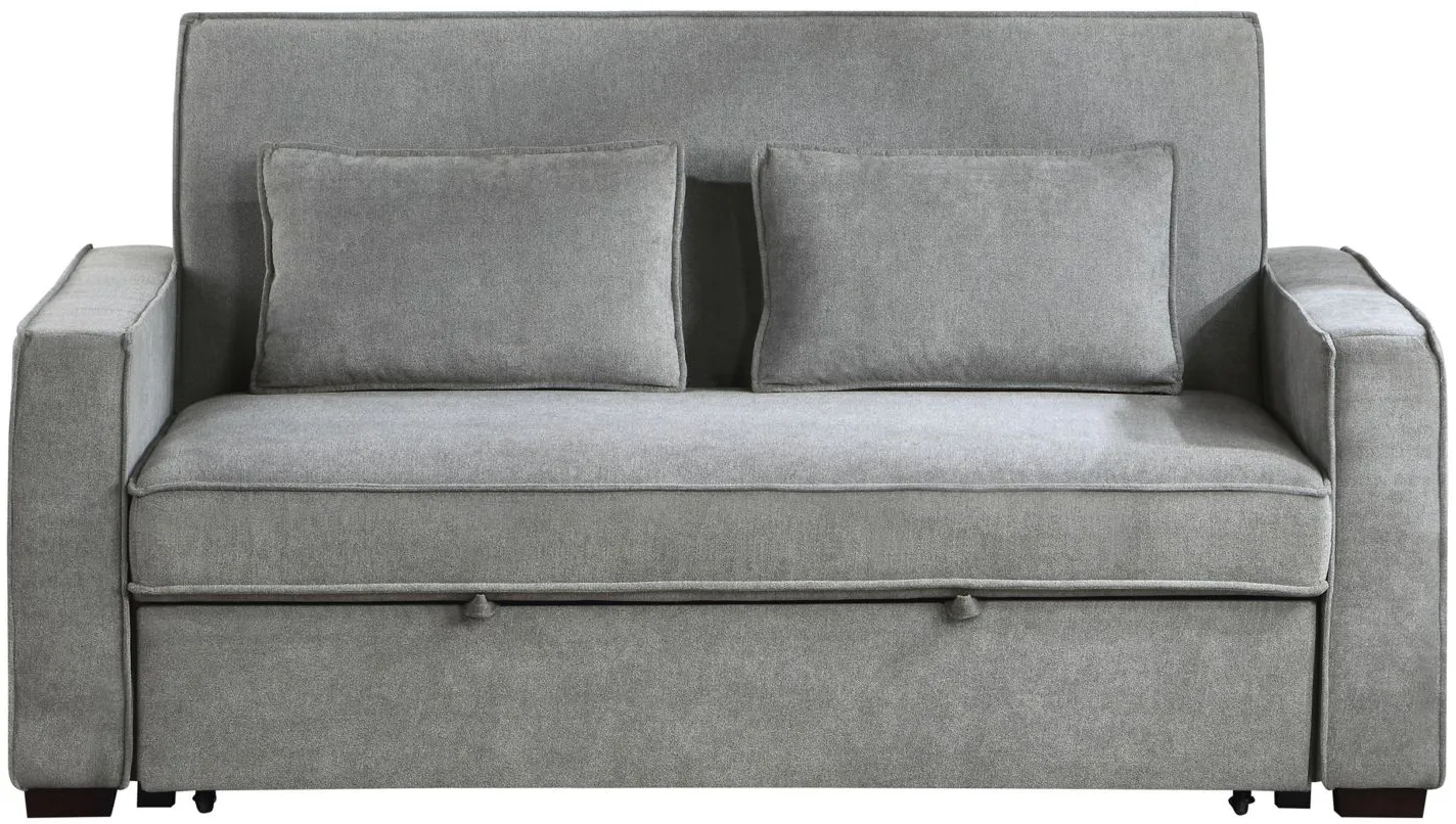 Duke Convertible Studio Sofa with Pull-Out Bed in Gray by Homelegance