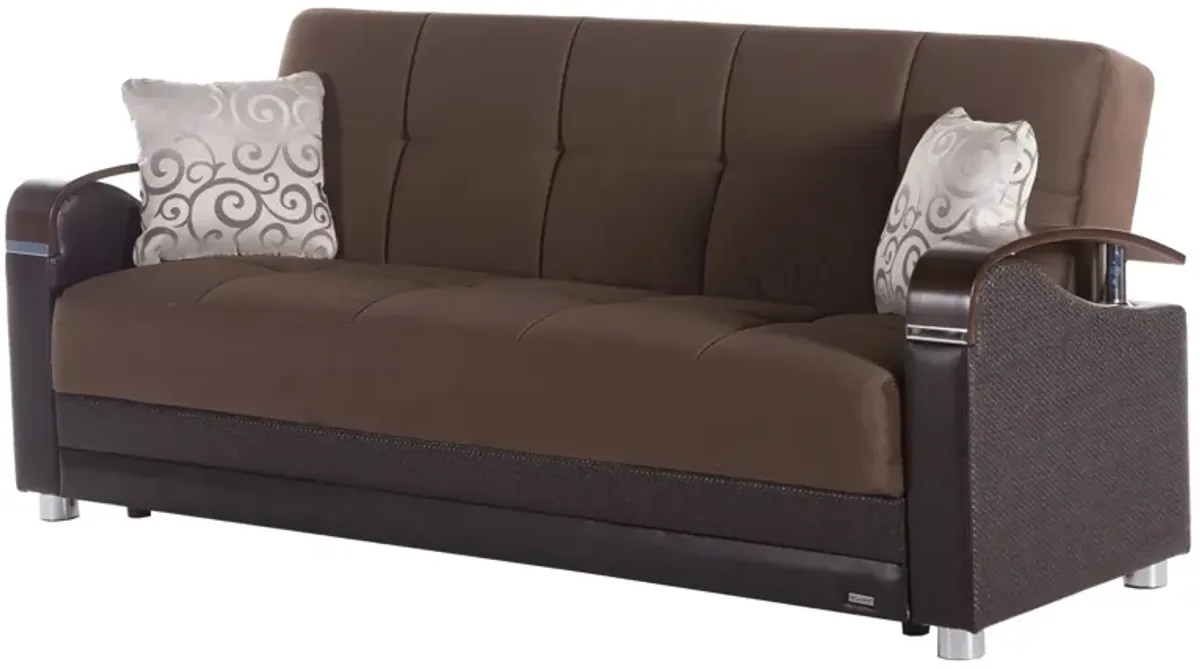 Kylian Sleeper Sofa in Dark Brown by HUDSON GLOBAL MARKETING USA