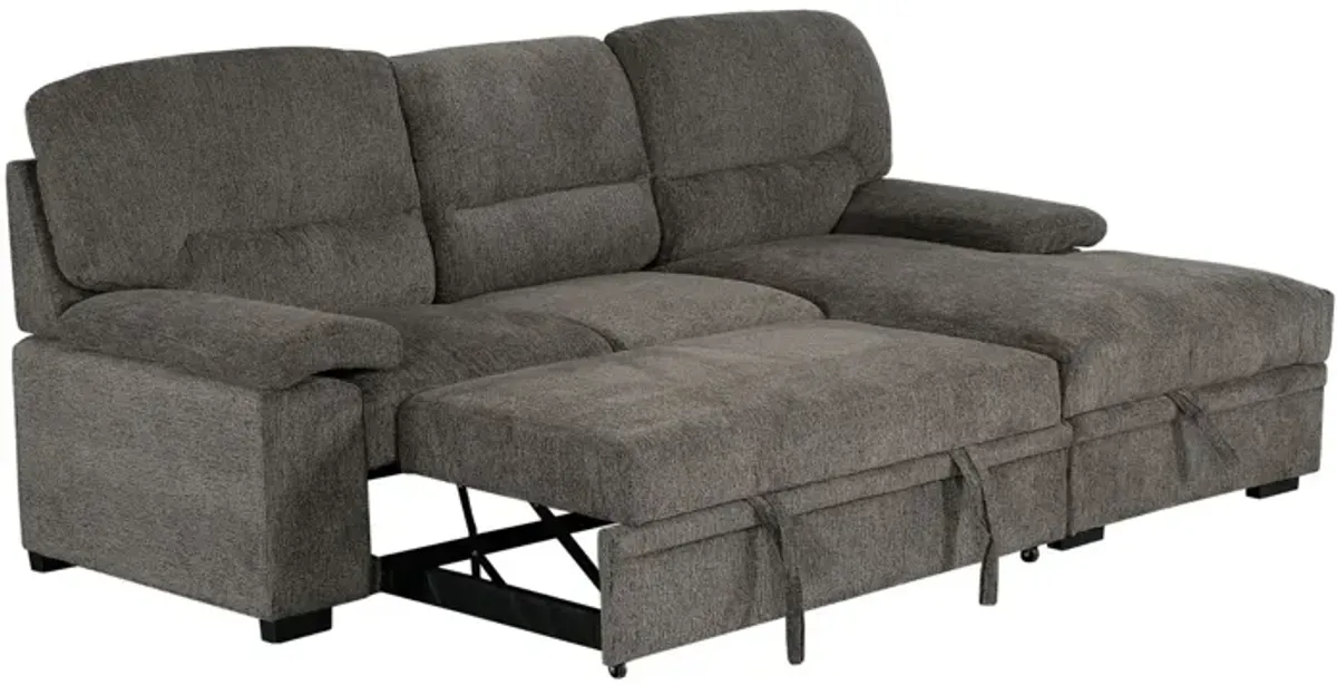 Jordan 2-pc. Sleeper Sectional with Storage in Knox Charcoal by Primo International