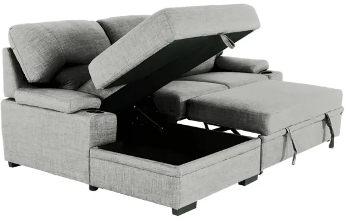 Gallo 2 Piece Sectional Sleeper Sofa with Storage in Russel Light Grey by Primo International