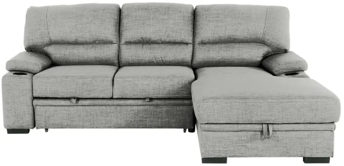 Gallo 2 Piece Sectional Sleeper Sofa with Storage in Russel Light Grey by Primo International