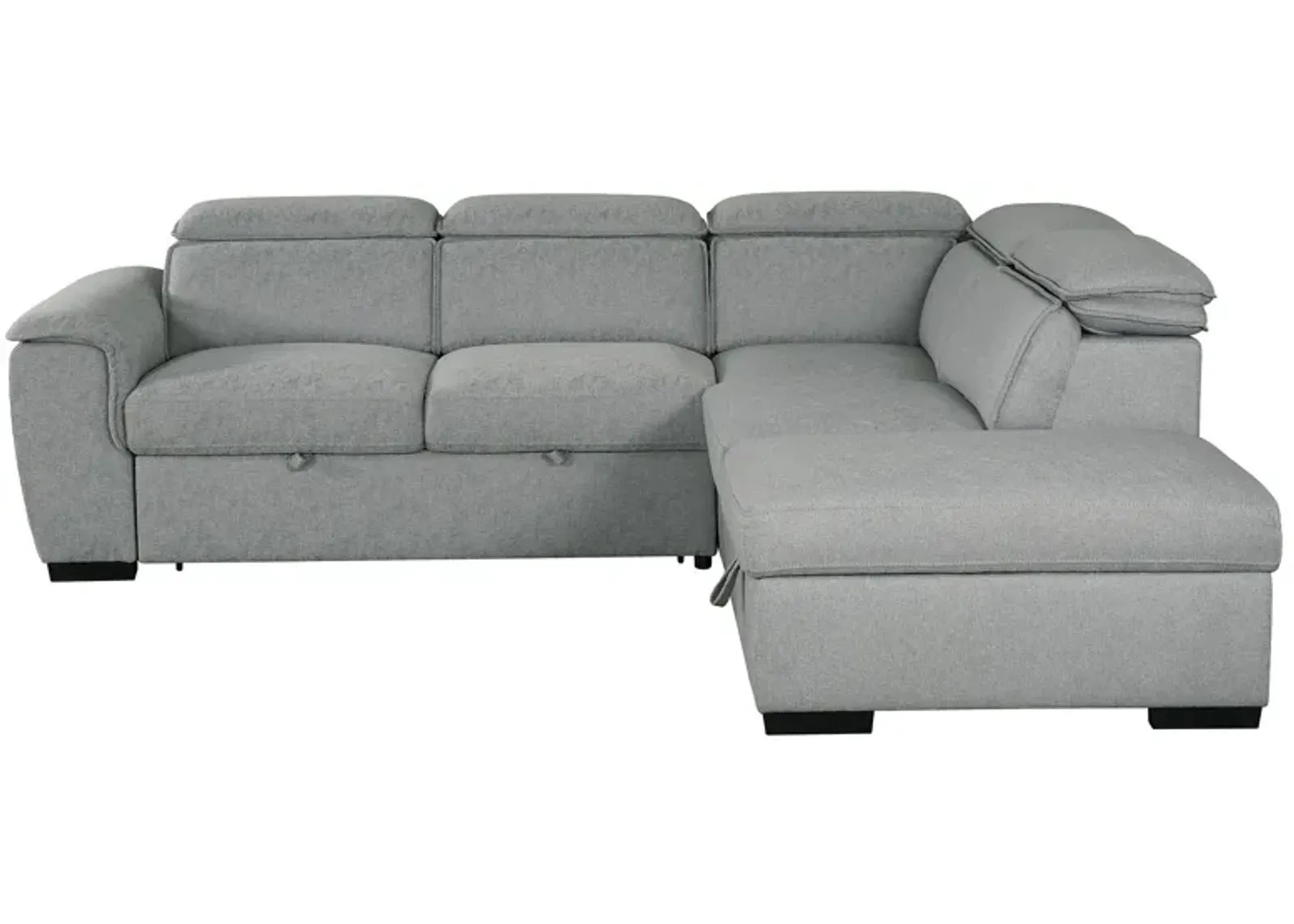 Joss 3-pc. Corner Sofa Bed with Storage Ottoman in Brushed Linen Grey by Primo International