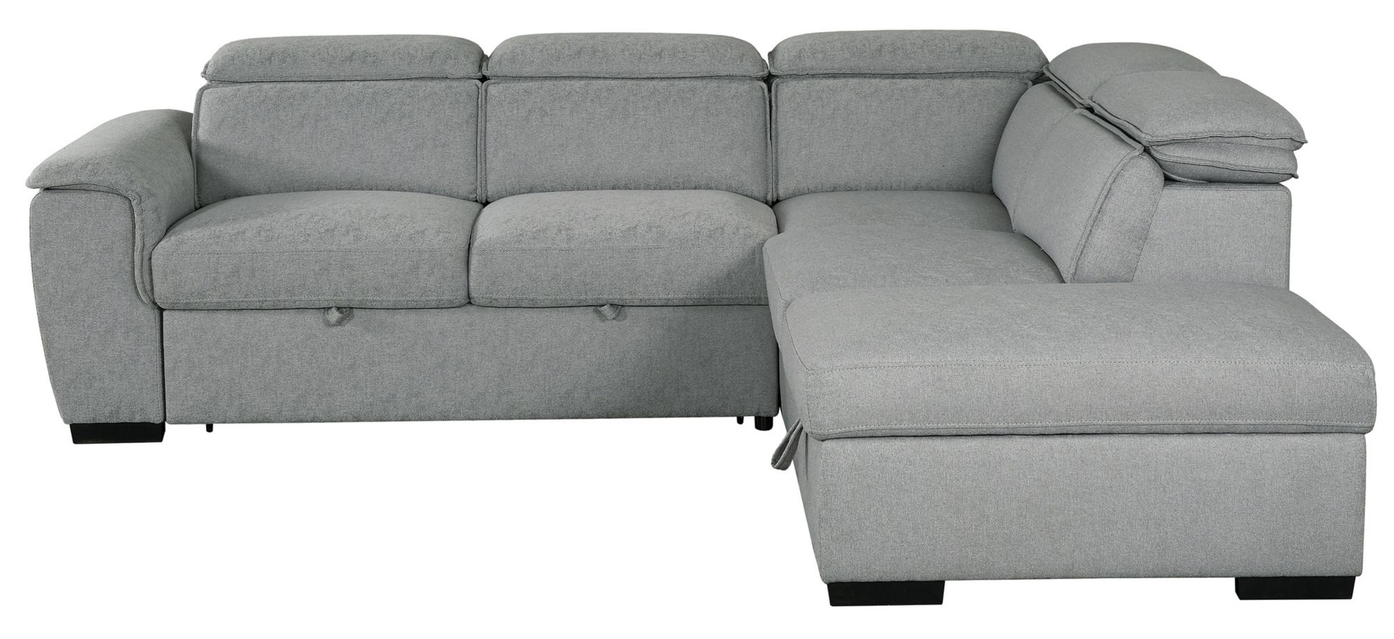 Joss 3-pc. Corner Sofa Bed with Storage Ottoman in Brushed Linen Grey by Primo International