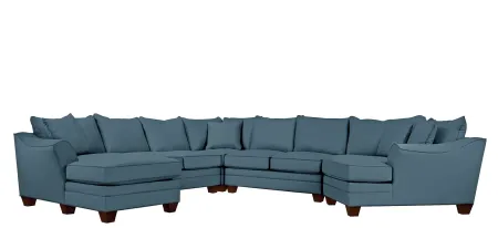 Foresthill 5-pc. Left Hand Facing Sectional Sofa in Suede So Soft Indigo by H.M. Richards
