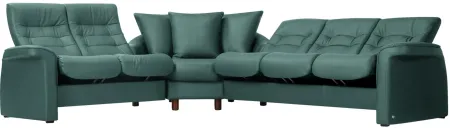Stressless Sapphire 3-pc. Leather Reclining Sectional Sofa in Paloma Aqua Green by Stressless