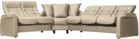Stressless Sapphire 3-pc. Leather Reclining Sectional Sofa in Paloma Light Grey by Stressless