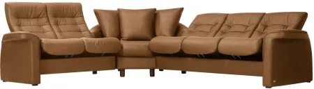 Stressless Sapphire 3-pc. Leather Reclining Sectional Sofa in Paloma Taupe by Stressless