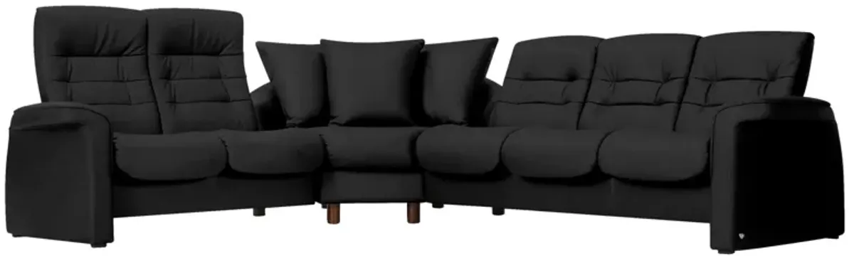 Stressless Sapphire 3-pc. Leather Reclining Sectional Sofa in Paloma Black by Stressless