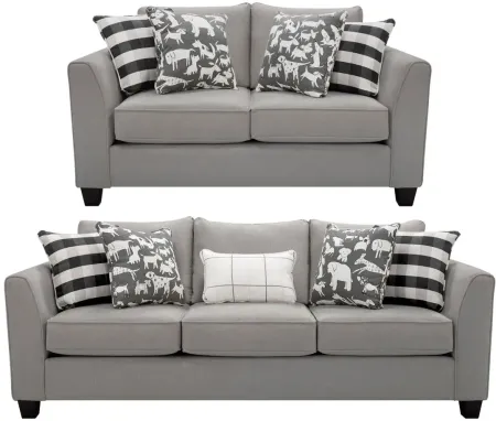 Daine 2-pc. Sofa and Loveseat Set in Popstitch Pebble by Fusion Furniture
