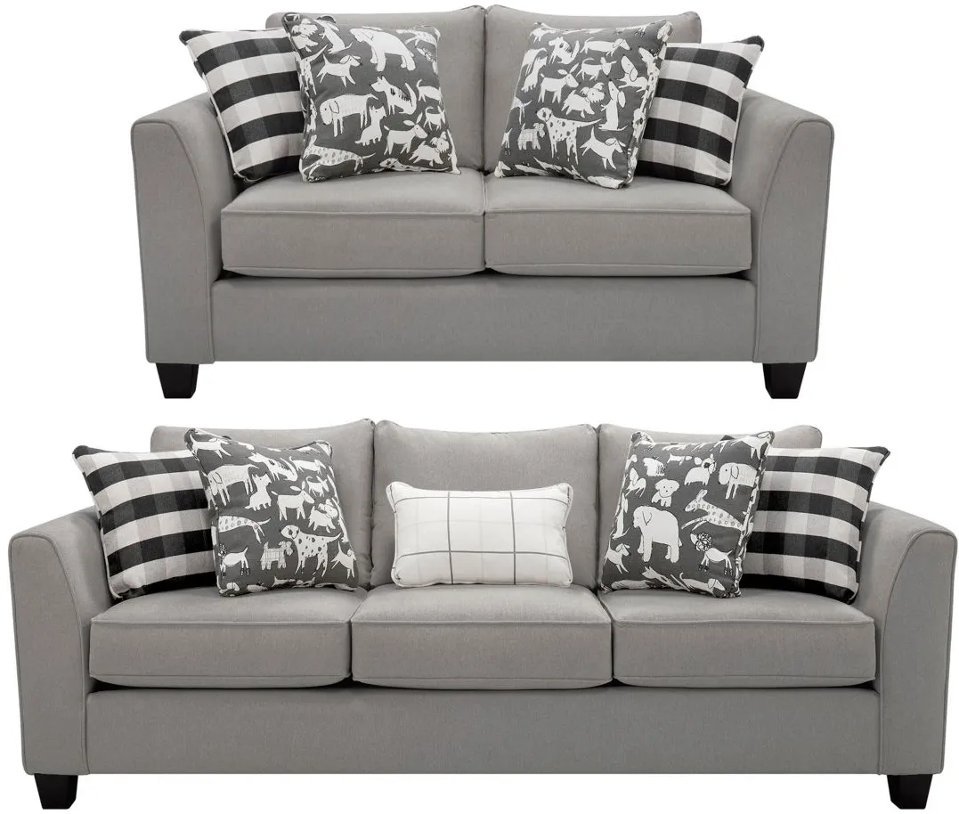 Daine Living Room Set in Popstitch Pebble by Fusion Furniture