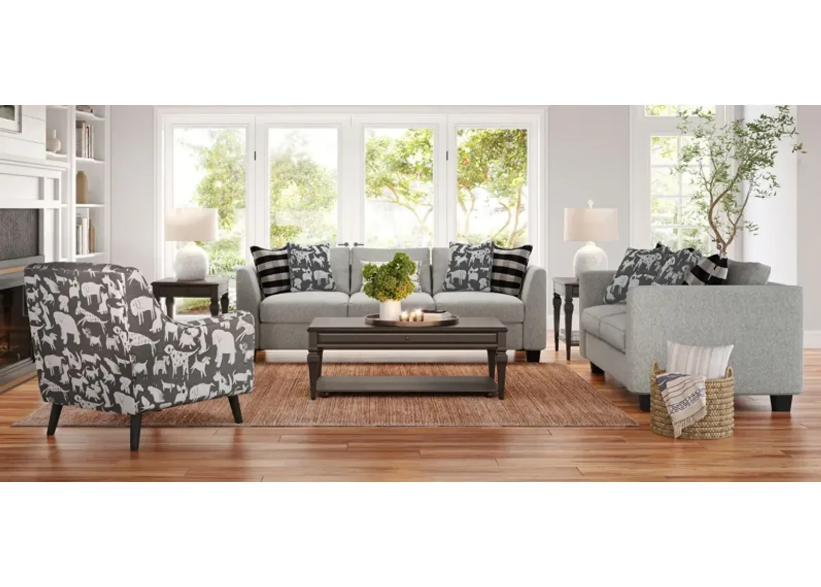 Daine 2-pc. Sofa & Loveseat Set in Popstitch Pebble by Fusion Furniture