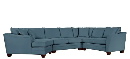 Foresthill 4-pc. Left Hand Cuddler with Loveseat Sectional Sofa in Suede So Soft Indigo by H.M. Richards