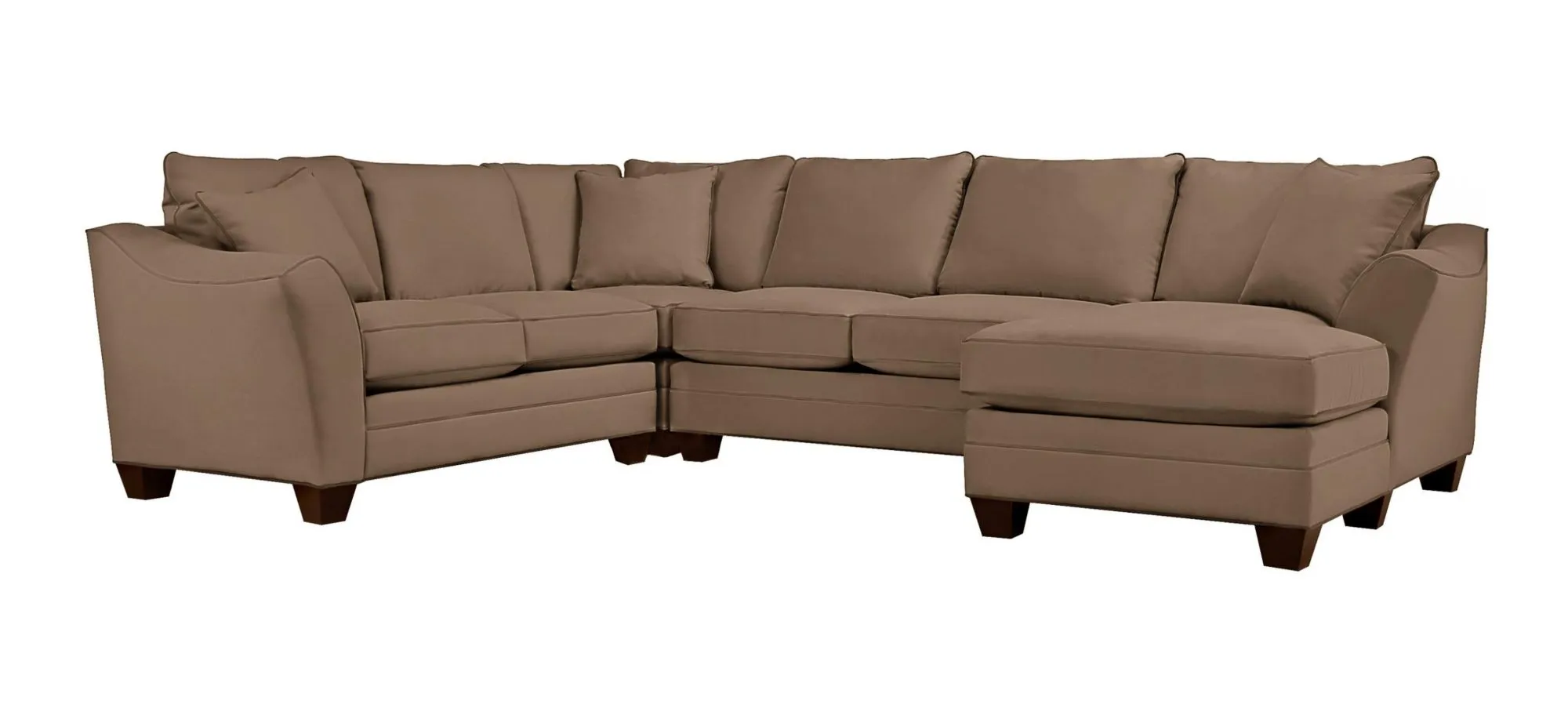 Foresthill 4-pc. Sectional w/ Right Arm Facing Chaise in Suede So Soft Khaki by H.M. Richards