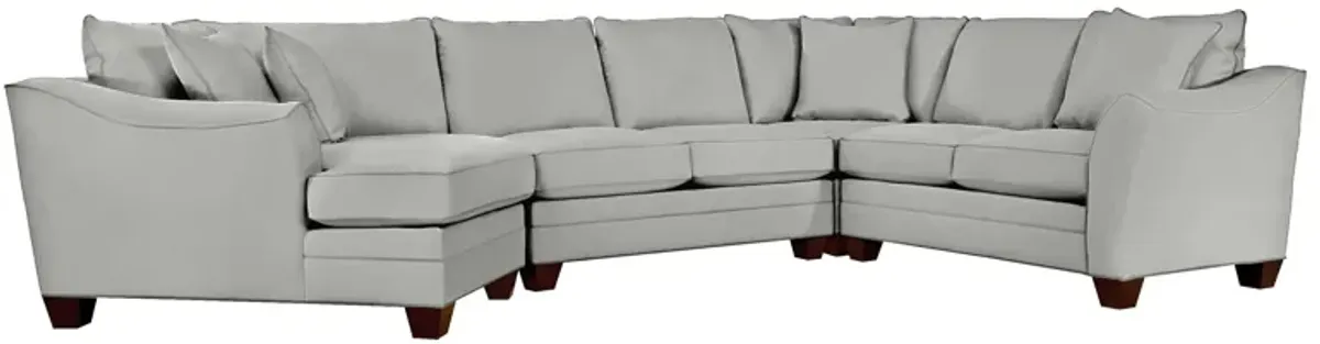 Foresthill 4-pc. Left Hand Cuddler with Loveseat Sectional Sofa in Suede So Soft Platinum by H.M. Richards