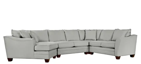 Foresthill 4-pc. Left Hand Cuddler with Loveseat Sectional Sofa in Suede So Soft Platinum by H.M. Richards