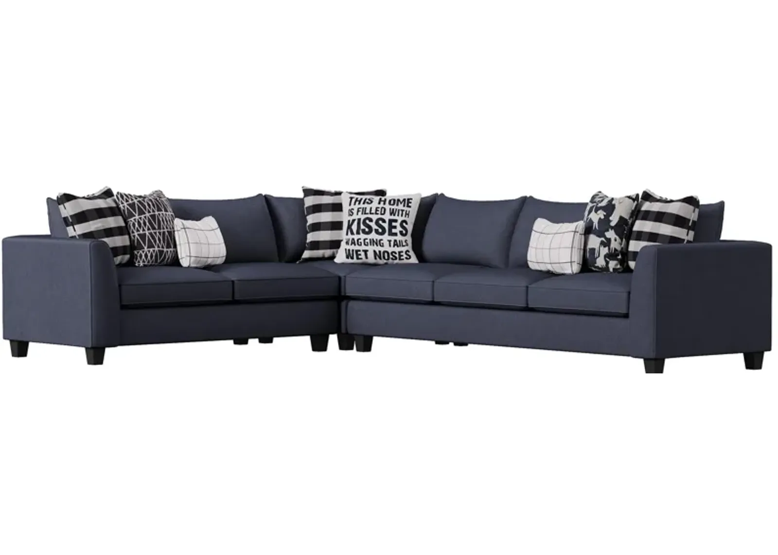 Daine 3-pc. Sectional Sofa in Popstitch Navy by Fusion Furniture