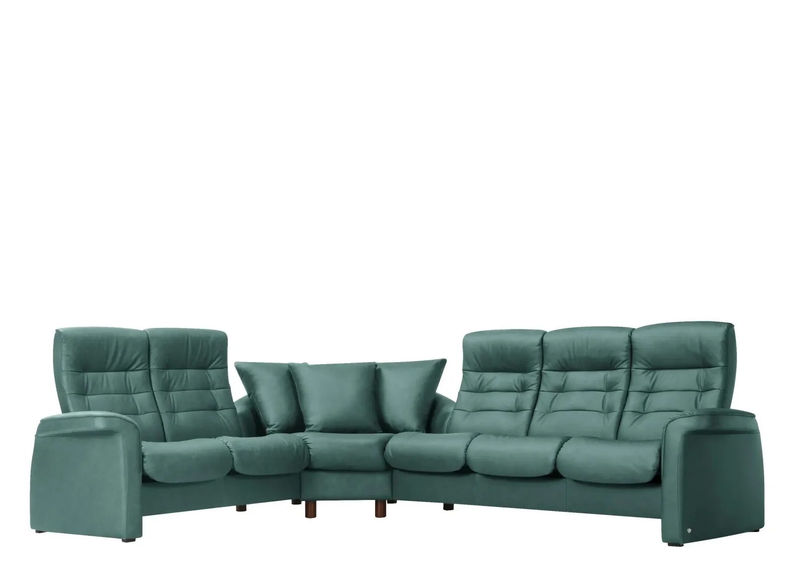 Stressless Sapphire 3-pc. Leather Reclining Sectional Sofa in Paloma Aqua Green by Stressless