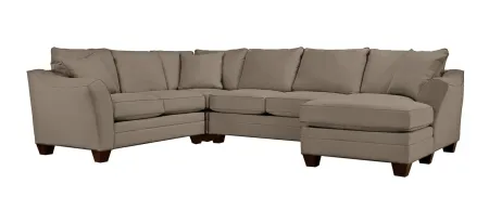 Foresthill 4-pc. Sectional w/ Right Arm Facing Chaise in Suede So Soft Mineral by H.M. Richards