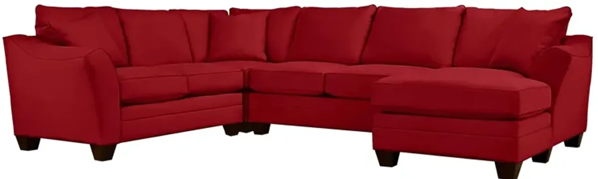 Foresthill 4-pc. Sectional w/ Right Arm Facing Chaise in Suede So Soft Cardinal by H.M. Richards