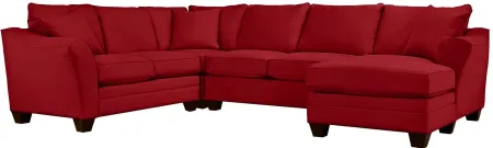 Foresthill 4-pc. Sectional w/ Right Arm Facing Chaise in Suede So Soft Cardinal by H.M. Richards