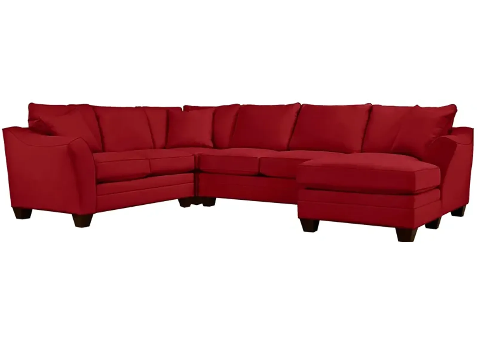 Foresthill 4-pc. Sectional w/ Right Arm Facing Chaise in Suede So Soft Cardinal by H.M. Richards