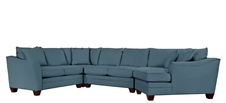 Foresthill 4-pc. Right Hand Cuddler with Loveseat Sectional Sofa in Suede So Soft Indigo by H.M. Richards