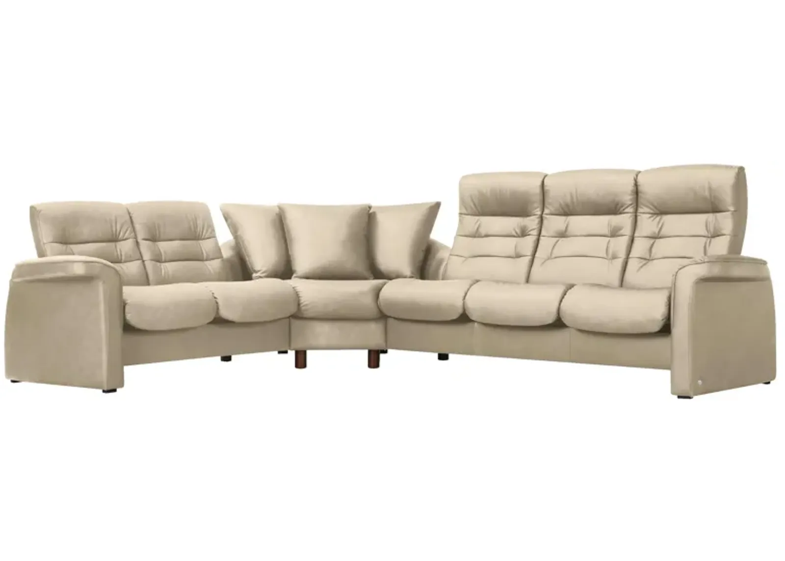 Stressless Sapphire 3-pc. Leather Reclining Sectional Sofa in Paloma Light Grey by Stressless