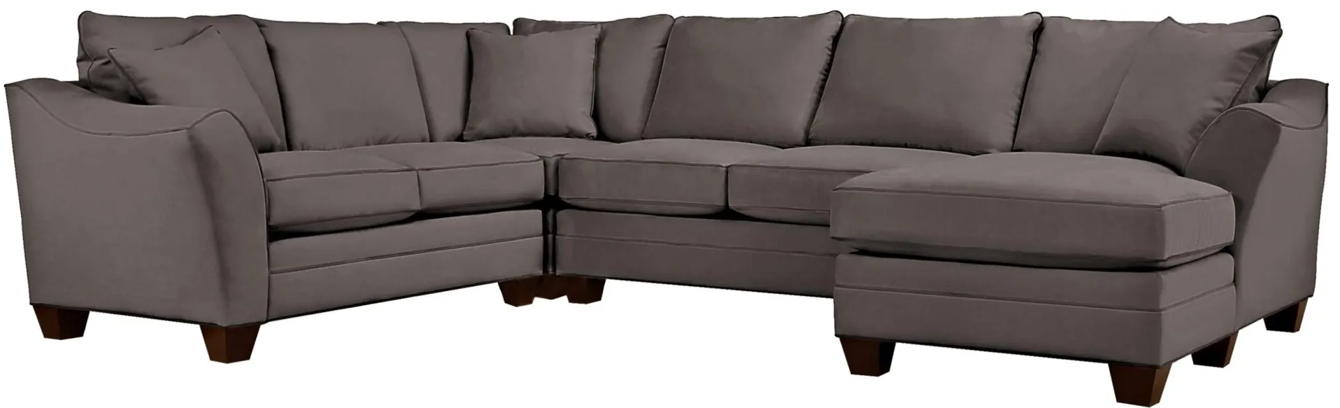 Foresthill 4-pc. Sectional w/ Right Arm Facing Chaise in Suede So Soft Slate by H.M. Richards
