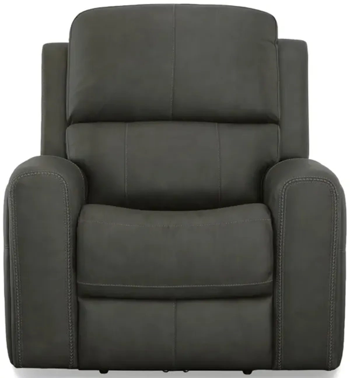 Linden Leather Power Recliner with Power Headrest and Lumbar in Charcoal by Flexsteel