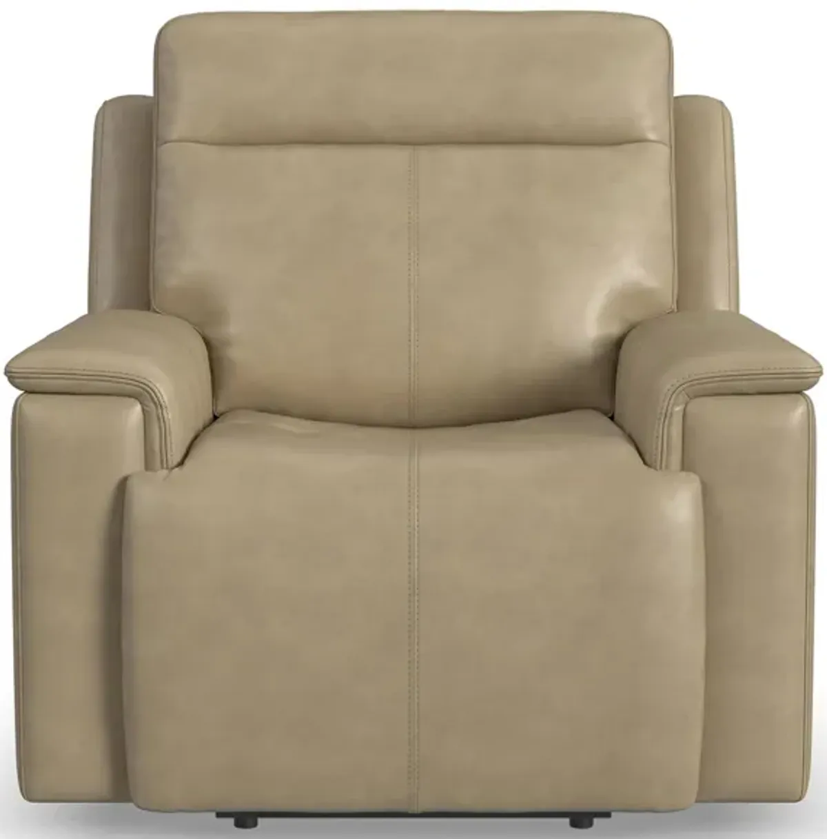 Odell Leather Power Recliner with Power Headrest and Lumbar in Stone by Flexsteel