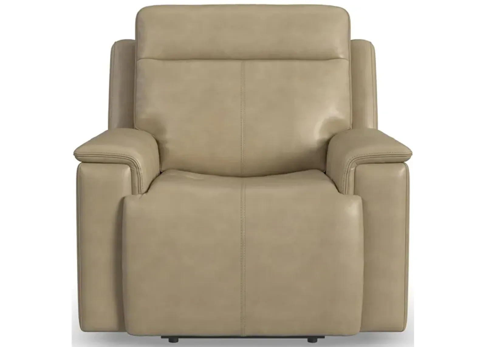 Odell Leather Power Recliner with Power Headrest and Lumbar in Stone by Flexsteel