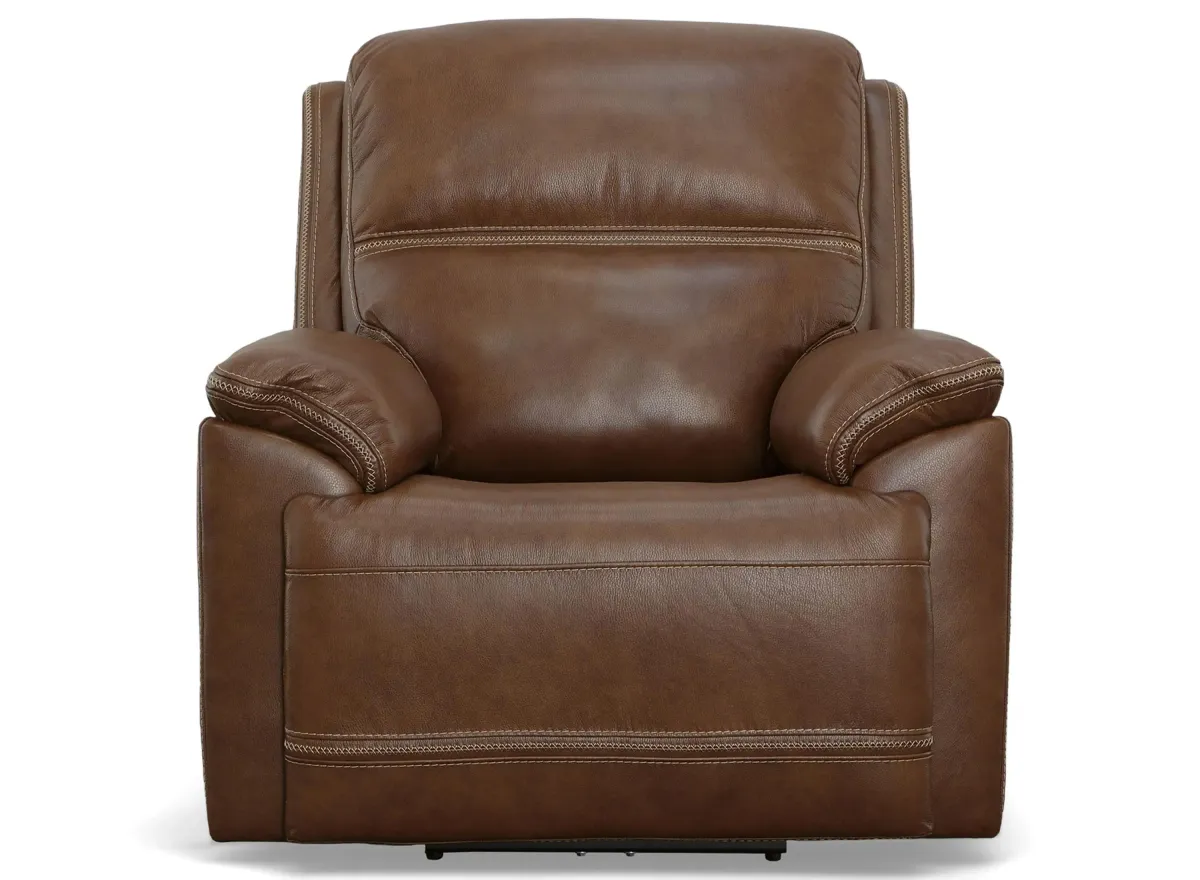 Jackson Leather Power Recliner with Power Headrest and Lumbar in Whiskey by Flexsteel