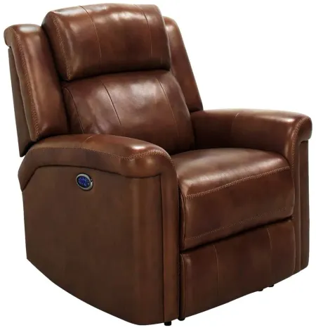Richfield Leather Power Recliner with Power Headrest and Lumbar in Brown by Bellanest