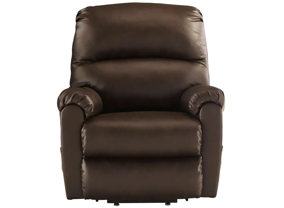 Shadowboxer Power Lift Recliner in Chocolate Faux Leather by Ashley Furniture