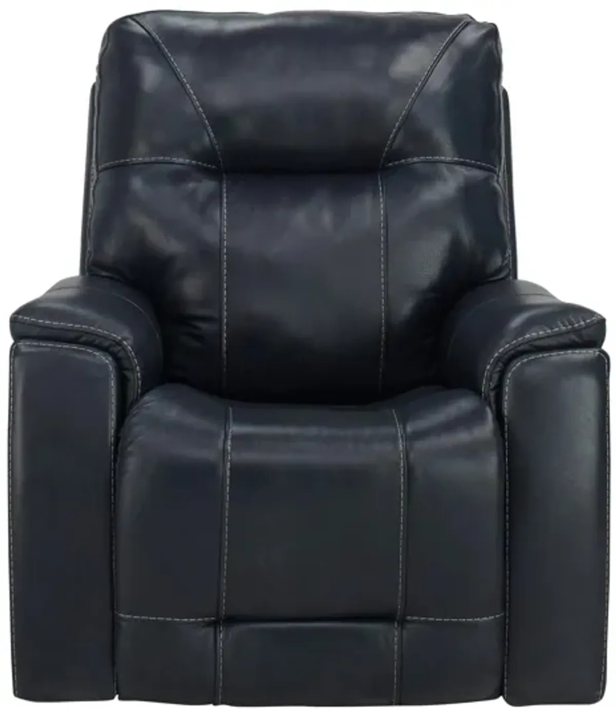 Barnett Leather Layflat Power Recliner w/ Power Headrest and Lumbar in Blue by Bellanest